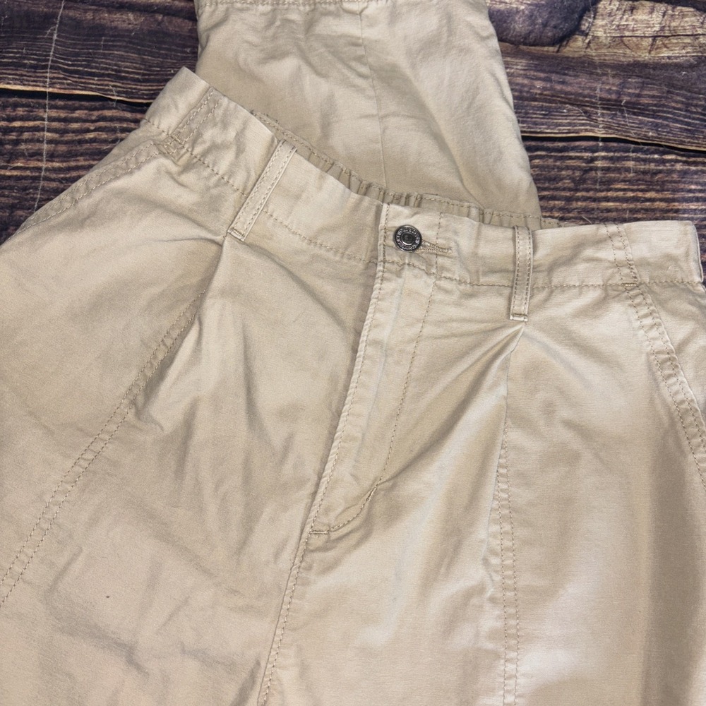 Levi's Pleated Balloon Leg Utility Pants Womens Size 25 Tan Tapered High Waisted - Picture 2 of 8